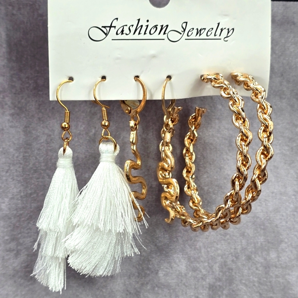 Gold White Snake Spiral Half Hoop Boho Dangle Earrings Fashion‎ Jewelry JB2-26